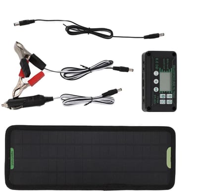 Zonne Energie Oplader - Accu Onderhouder - Accu Opladen - Waterproof Paneel - 12.6x4.7 Inch - Zwart