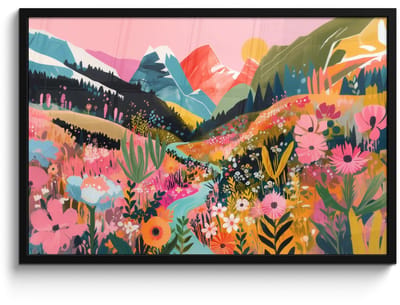Poster in lijst - Fotolijst 90x60 cm - Posters - Rivier - Diepte - Bloemen - Posterlijst zwart - Decoratie - Wanddecoratie woonkamer - Muurdecoratie slaapkamer