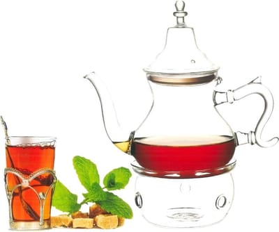 Kadirelli Glazen Theepot met Filter en Theelicht Warmhouder Set - Borosilicaat Glas - RVS Zeef - 1.5L