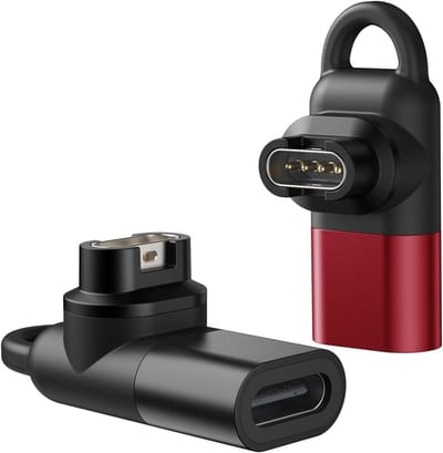 2PACK Type C Adapter, 90 Graad Smartwatch Oplaadadapter USB C naar USB Connector Geschikt voor Garmin Fenix 7/6/7X/Instinct 2/Vivoactive 4/Forerunner 255/955, Oplaadkabel, Compact en Duurzaam