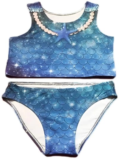 Mermaid Sisters bikini set voor meisjes - Blauw - Maat 104-122 - Zeemeermin zwemkleding