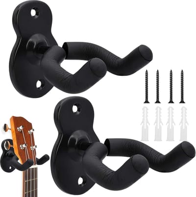 Gitaar Wandhouder - Gitaarhaken - Instrumenten Tonen - 360 Graden Draaibaar - 2 Stuks - Zwart