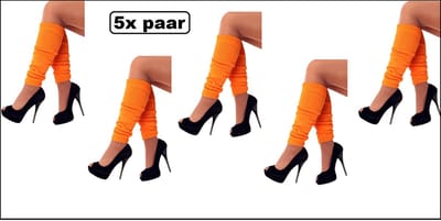 5x Paar luxe Beenwarmers oranje - Been warmer festival thema feest disco fun kleding accesoires