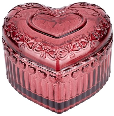 Dailygoods- Opbergdoos Vintage Hart - Sieradendoos - Kristal Glas - Romantisch Design - Antiek - 90,5 mm x 94 mm x 57,5 mm - Sieradenbox