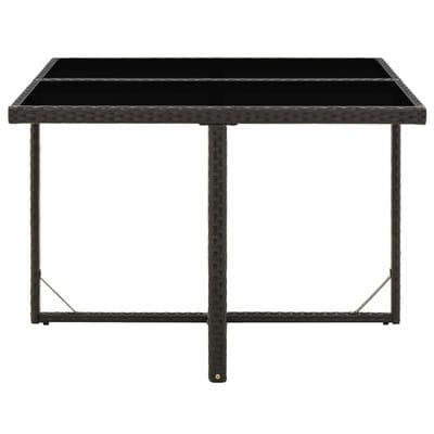 vidaXL - Tuintafel - 109x107x74 - cm - poly - rattan - en - glas - zwart