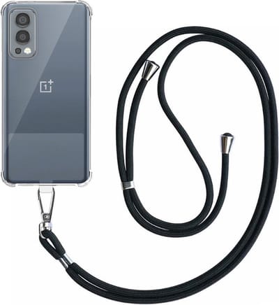Telefoonhoesje Geschikt voor OnePlus Nord 2 Transparant ShockProof met Afneembaar Universeel Telefoonkoord - Cover Case Siliconen ShockProof with Lanyard - Smartphonica geschikt voor OnePlus Nord 2