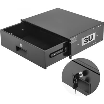 VEVOR 3U racklade, 22,68 kg, afsluitbare serverkastbehuizing, schuiflade met slot en kabelmanagementgaten, voor 482 mm netwerkapparatuur server AV-rack of kastbehuizing