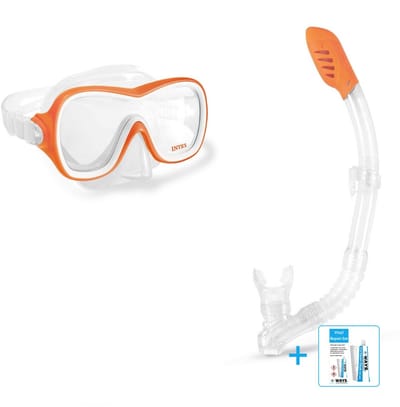 Intex - Snorkelset - Wave Rider Swim Set - Duikbril met Snorkel - Oranje - Vanaf 8 jaar - Latexvrij inclusief reparatiesetje