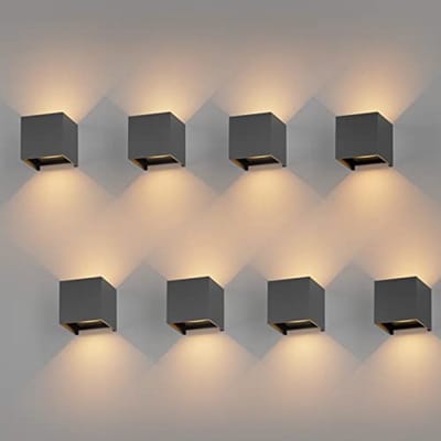 8 Stuks Verstelbare LED Wandlampen 12W - Warm Wit 3000K - Waterdicht IP65 voor Binnen en Buiten