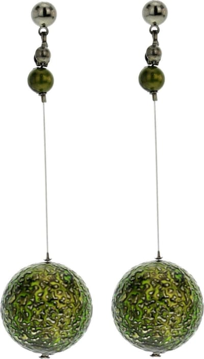 Behave - Oorbellen hanger bol groen 7 cm - Statement look avondstijl