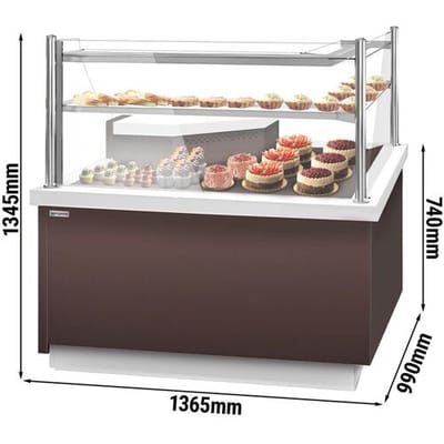 GGM Gastro Eckkühl- & -kuchentheke RIGA - 1050mm - 2 Ablagen Bruin / Wit