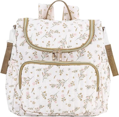 Luier Rugzak - Verpleegtas Babytas - Babyverzorging Onderweg - Bloemenpatroon Gewatteerd - 38 cm - Stijl 6