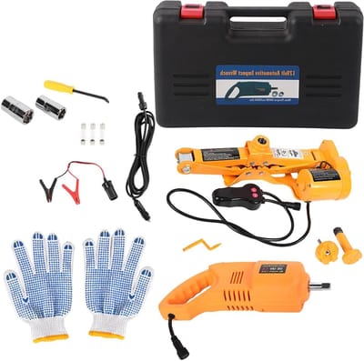 Elektrische Schaarkrik - Autokrik Set - Band Wisselen - Met Luchtpomp - 3 Ton 42CM - Zwart