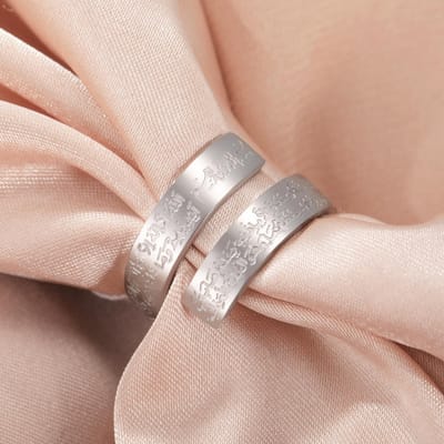 Bague de prière calligraphie arabe Likgreat Anneau islamique Ayatul Kursi Allah Mohammad Acier inoxydable Bijoux de bénédiction du Coran Cadeau resizable white