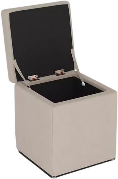 Opbergpoef Bank - Zitkussen Poef - Ruimte Organiseren - Stevige Constructie - 30x30x35cm - Gebroken Wit