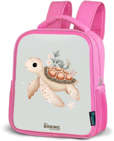 NoBoringSuitcases.com® - Rugzak roze - Schooltas meisjes - Bruine zeeschildpad in pastel onderwaterwereld - Kinder rugtas meisje - Boekentas kind - Kinderrugzak voor school - Schoolrugzak
