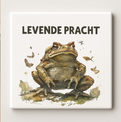 Levende Pracht Kikker Tegel – Artistieke Natuur Illustratie Wanddecoratie – Keramische Tegel 15 × 15 cm