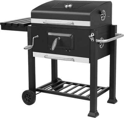 Houtskool grill op wieltjes - Voor 5 tot 10 personen - Houtskoolbarbecues - Briketten - Met deksel - Thuis of camping