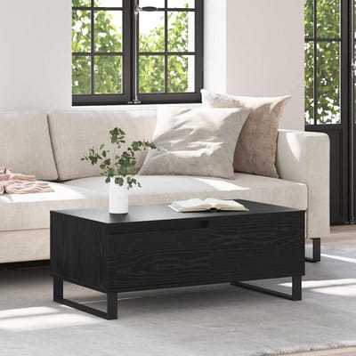 vidaXL - Salontafel - Zwart - Eiken - 90 - x - 50 - x - 36,5 - cm - Bewerkt - hout
