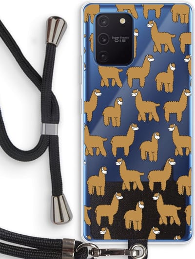 Case Company® - Hoesje met koord geschikt voor Samsung Galaxy Note 10 Lite hoesje met Koord - Alpacas - Telefoonhoesje met Zwart Koord - Bescherming aan alle Kanten en Over de Schermrand