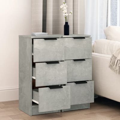 vidaXL - Dressoirs - 2 - st - 30x30x70 - cm - bewerkt - hout - betongrijs