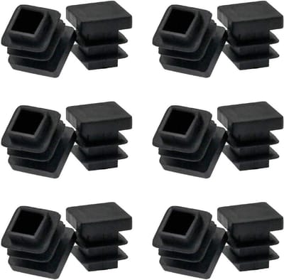 Stoelpootdoppen Vierkant - Plastic Pluggen - Vloer Beschermen - Flexibele Ribbels - 13 mm - Zwart