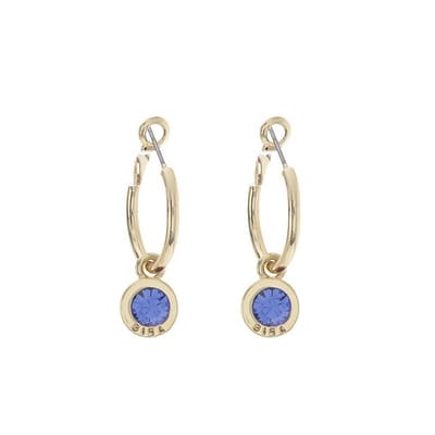 Biba Oorhangers Goud met gekleurde steen Groot Sapphire
