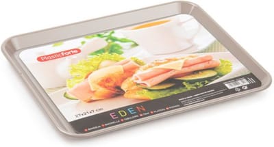Plasticforte dienblad/serveerblad - Kunststof - 27 x 21 cm - taupe - kopjes en glazen tray - keuken