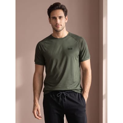 Sjeng Sports BAS - Maat: L Camo Green - Tennis Shirt Mannen - Sportshirt - 87% polyester, 13% elastaan, single jersey