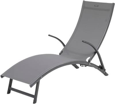 Opvouwbare ligstoel - Loungestoel buiten - Ontspannen in de tuin - Lichtgewicht aluminium frame - 1745 cm lengte - Antraciet