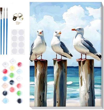 Möwe Schilderen op nummer, volwassenen, met lijst, schilderen op nummer, doe-het-zelfset, volwassenen, met kwasten en acrylverf, handgeschilderd, olieverfschilderij, canvas voor thuis
