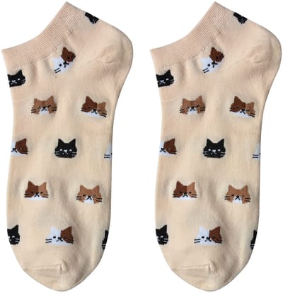 Clayre & Eef Grappige Sokken one size Beige Polyester Katten