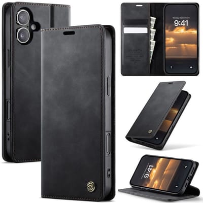 CaseMe – Telefoonhoesje geschikt voor Apple iPhone 16 Plus – Wallet Book Case – Magnetische Sluiting – PU Leer – Zwart