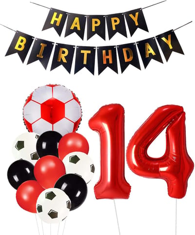 Cijfer Ballon 14 | Snoes Champions Voetbal Plus - Ballonnen Pakket | Rood en Zwart