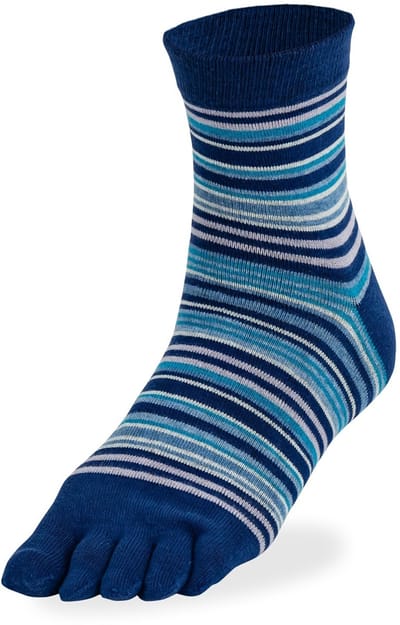 Bonnie Doon Teen Sokken Gestreept Blauw Dames maat 36/42 - Funky Stripes Toe Sock - Gladde naden - Teensokken - 1 paar - Slippers - Quarters - Strepen - Lengte net boven enkel - Blue - BP231002.515
