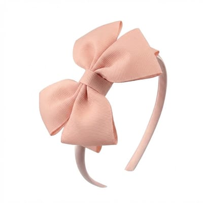 Zachtroze haarband dames met grote strik – elegante satijn look haar accessoire – klassiek haarband met strik voor feest, school of dagelijks gebruik