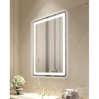 VEVOR LED badkamerspiegel cosmetische spiegel (60 x 80 cm) met voor- en achterverlichting, condensvrije spiegel, traploos dimbare badkamerspiegel met 3 kleurtemperaturen, wandmontage