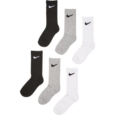 Nike Kids Crew 6 Pack Sokken Unisex - Wit - Maat 27 - 35 - Katoen