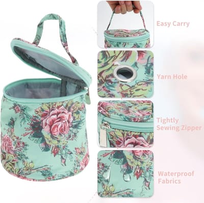Candala Kleine tas voor garen, breitassen, organizer voor het opbergen van garen, haaknaaldentas, opbergtas voor mini-trommel voor het bewaren van garen en accessoires voor brei- en haaknaalden,