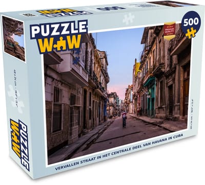 Puzzel Vervallen straat in het centrale deel van Havana in Cuba - Legpuzzel - Puzzel 500 stukjes