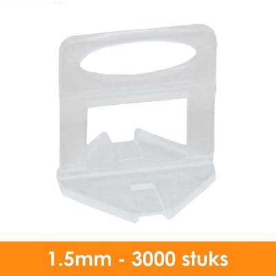 Fixfine - 1,5mm Tegel Levelling Clips – Tegel Dikte 3-13mm – 3000 stuks - tegel nivelleersysteem - Tegel levelling systeem