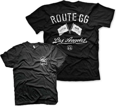 Route 66 Heren Tshirt -S- Los Angeles Zwart