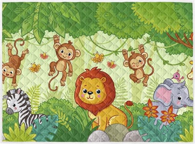 Brisby Zware Kwaliteit Speelkleed, Speelmat Anti slip en Wasbaar 150 x 200 cm. – Jungle