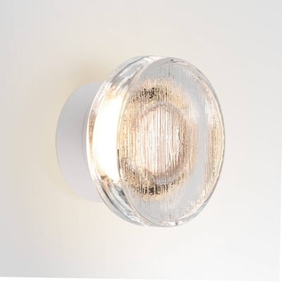 MARSET LED buiten wandlamp Roc, Ø 17 cm, wit/doorschijnend