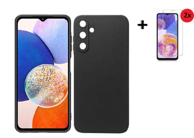 Siliconen Hoesje Geschikt voor Samsung Galaxy A16 - Siliconen - Samsung A16 Screenprotector - Hoesje Silicone Zwart Case + 2x Screenprotector