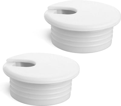 Dailygoods- Kabeldoorvoer 38mm - Kunststof - Wit - Set van 2 - Kabelgat-afdekking - Voor bureau/kantoor
