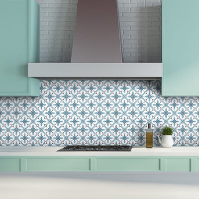 Tegelstickers voor de muur in keuken en badkamer - 24 cementtegelstickers, Azulejos Julieta - 24 stickers, 10x10cm