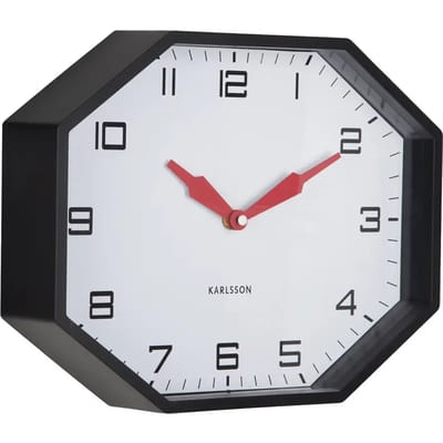 Karlsson Wandklok Modern Factory Octagon - Zwart - 32x32x26cm - Wandklok Modern