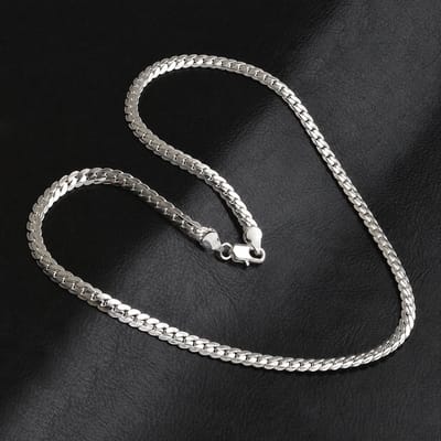 Zilver Kleurige Ketting - Versierde Cuban Schakels - Heren Dames Armbanden - Staal - Papa Cadeau Voor Mannen - Vaderdag