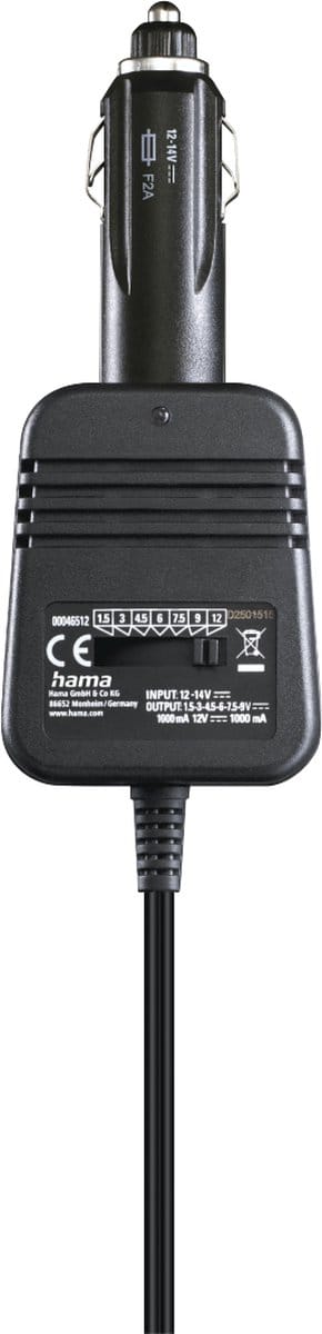 Hama Power Supply Unit for Cars 12V 1000mA Voeding - ATX - 80 Plus